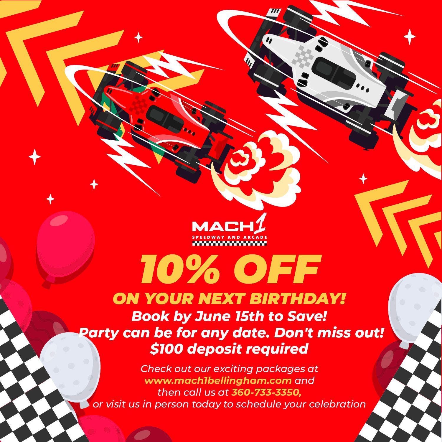 Mach1 Speedway & Arcade Birthday 10% OFF
